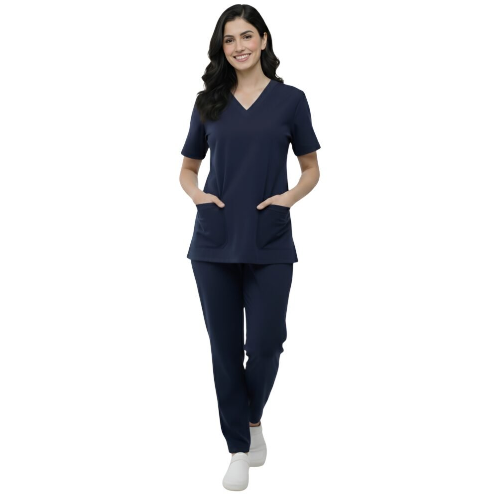 Navy Blue V-Neck Medical Scrubs for Women | Medex Wear
