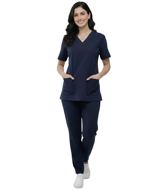 Medical Uniform V-Neck Scrubs Set For Women Comfortable Daily Wear - Navy Blue