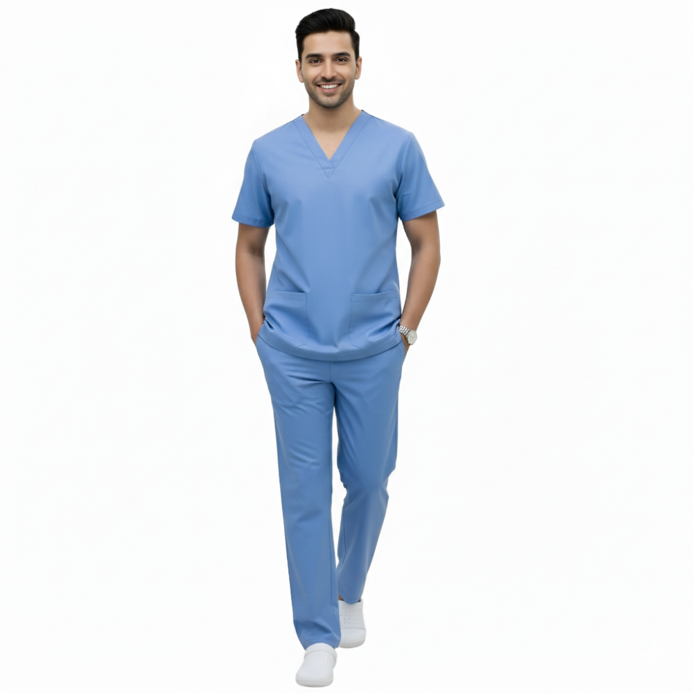 Sky Blue V-Neck Medical Scrubs for Men | Medex Wear