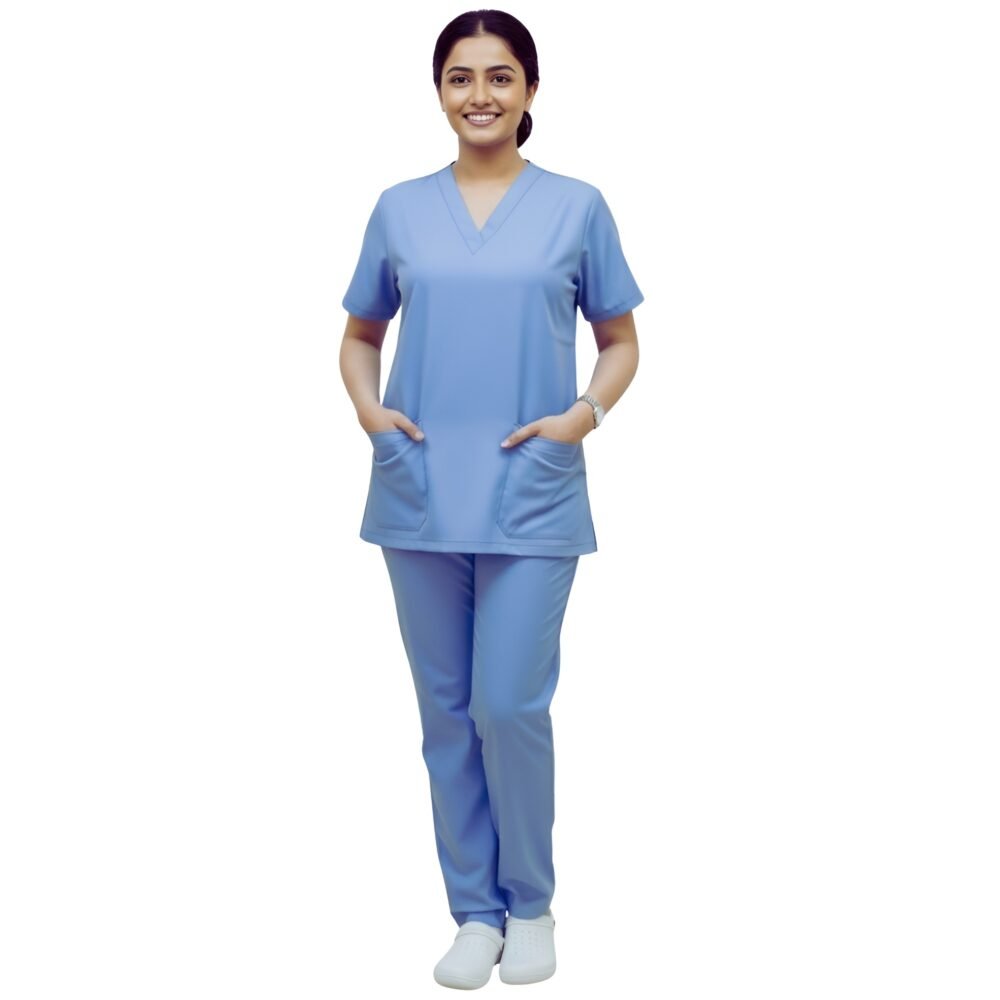 Sky Blue V-Neck Medical Scrubs for Women | Medex Wear