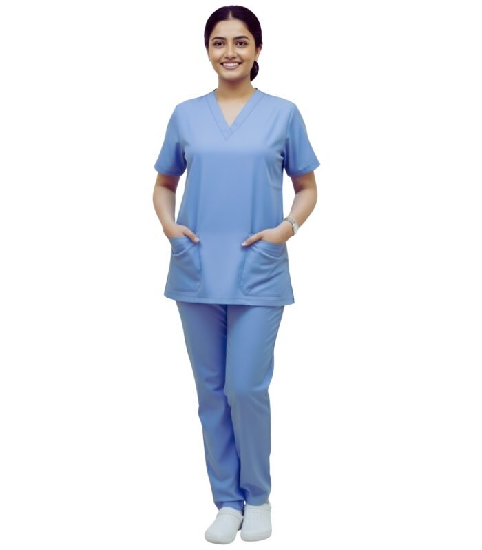 Medical Uniform V-Neck Scrubs Set For Women Comfortable Daily Wear - Sky Blue