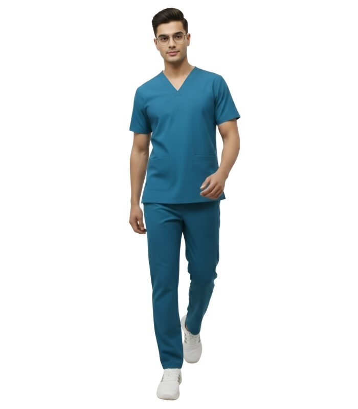 Medical Uniform V-Neck Scrubs Set For Men Comfortable Daily Wear - Teal Blue