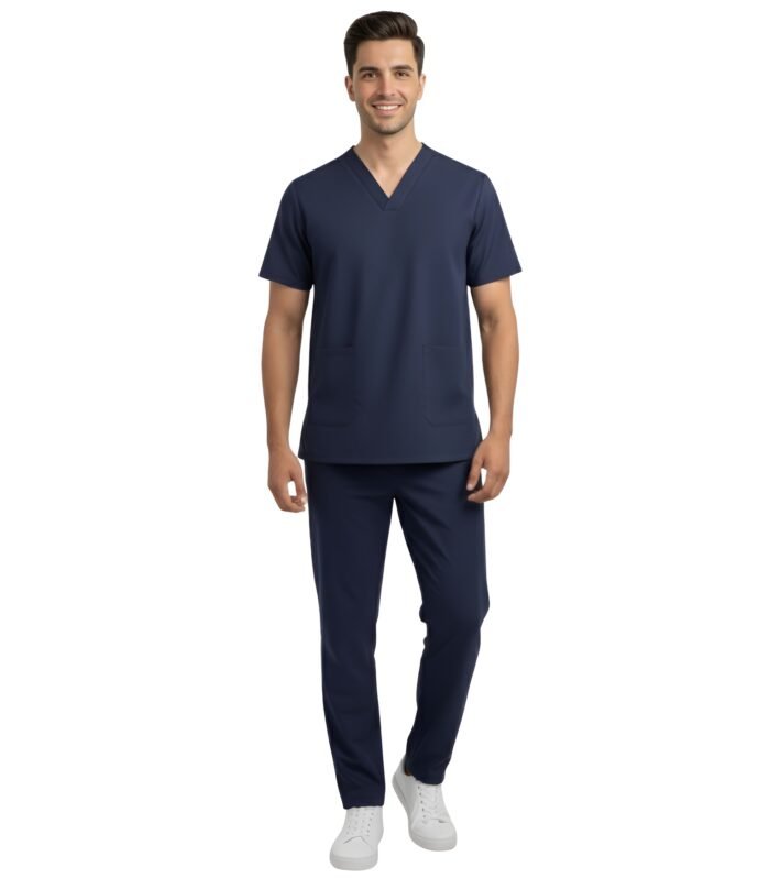 Medical Uniform V-Neck Scrubs Set For Men Comfortable Daily Wear - Navy Blue