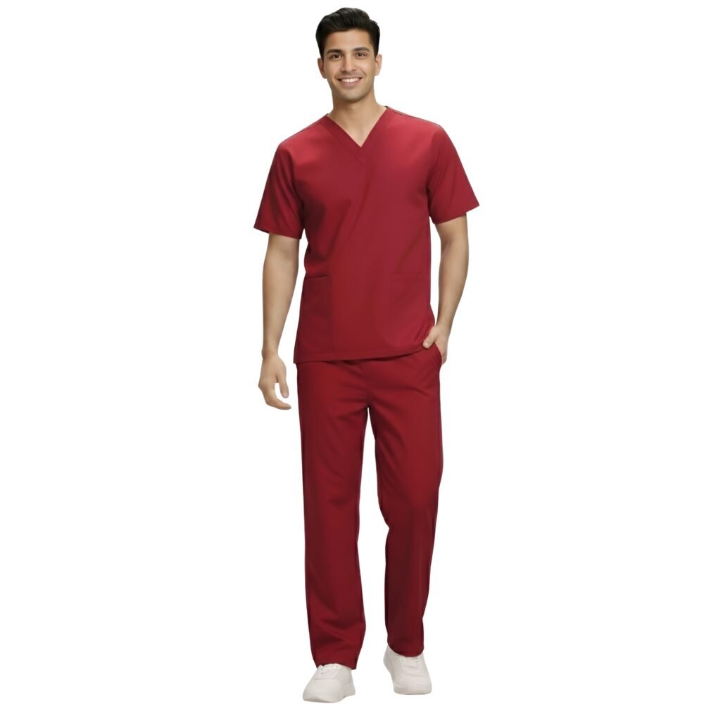 Maroon V-Neck Medical Scrubs for Men | Medex Wear