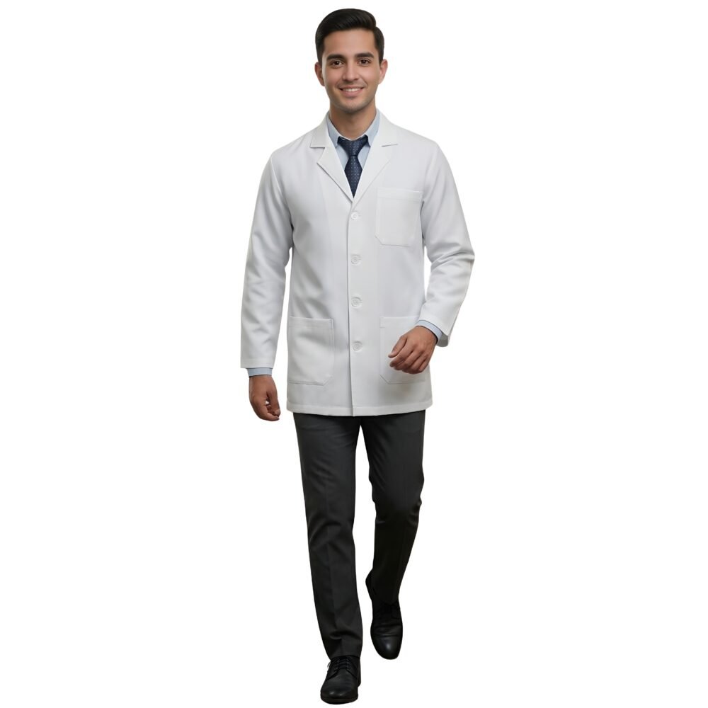 Men's Short Lab Coat - White Stripe | Medex Wear