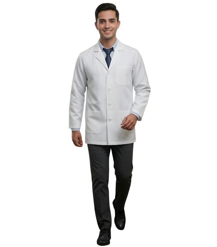 Men's Short Lab Coat With Full Sleeves White Stripe