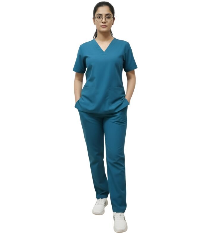 Medical Uniform V-Neck Scrubs Set For Women Comfortable Daily Wear - Teal Blue