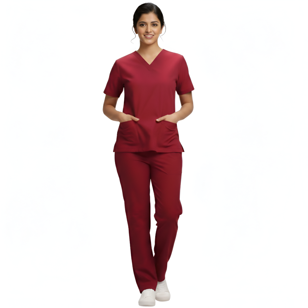 Maroon V-Neck Medical Scrubs for Women | Medex Wear