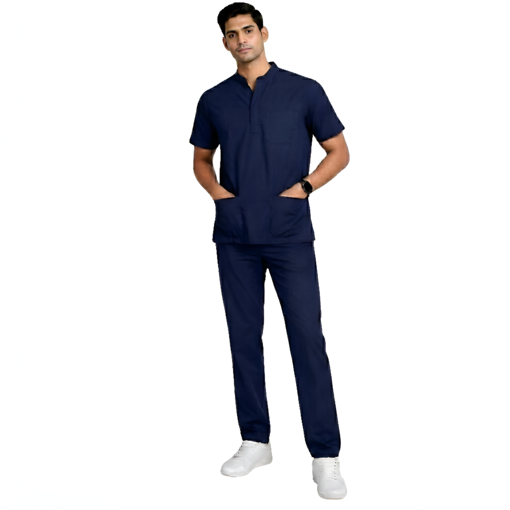 Navy Blue Mandarin Collar Scrubs for Men | Medex Wear
