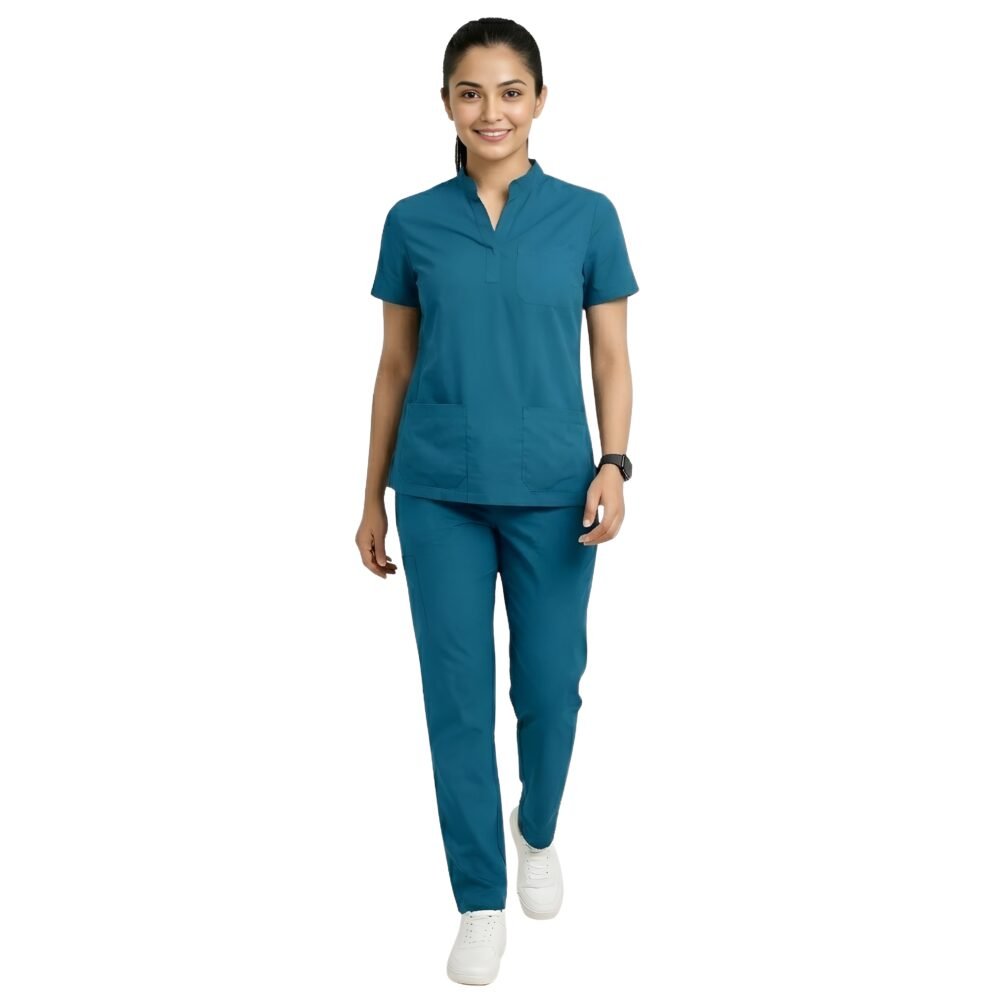 Teal Blue Mandarin Collar Scrubs for Women | Medex Wear