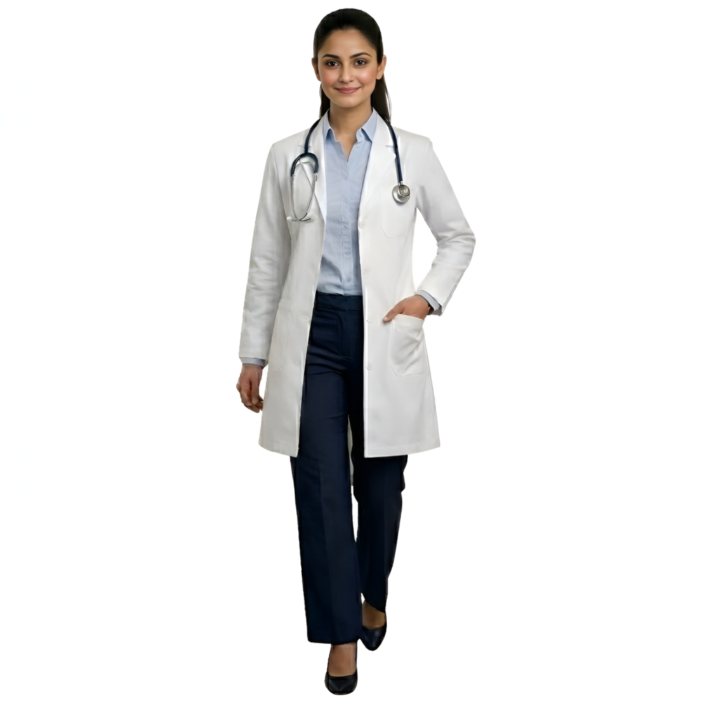Women's Long Lab Coat - White Stripe | Medex Wear