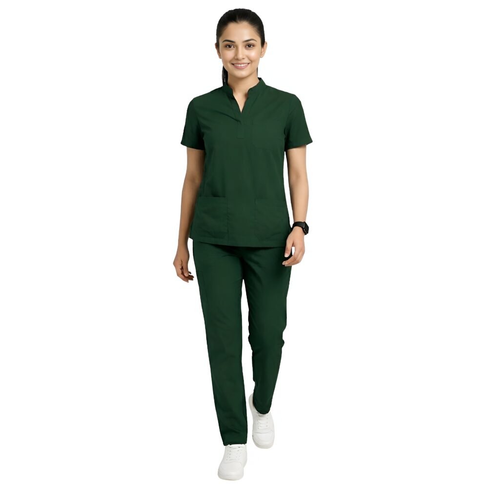 Green Mandarin Collar Scrubs for Women | Medex Wear