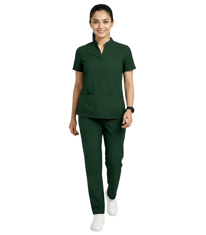 Medical Uniform Mandarin Scrubs Set For Women Comfortable Daily Wear - Green