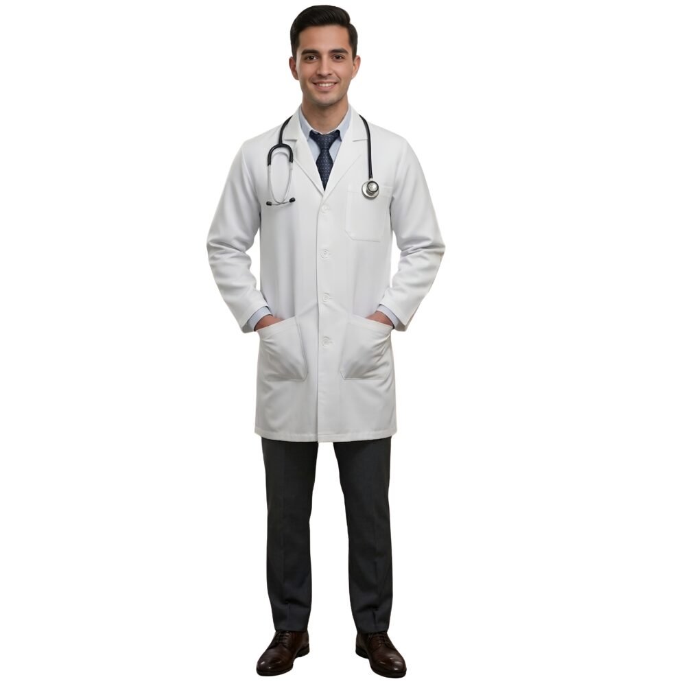 Men's Long Lab Coat - White Stripe | Medex Wear