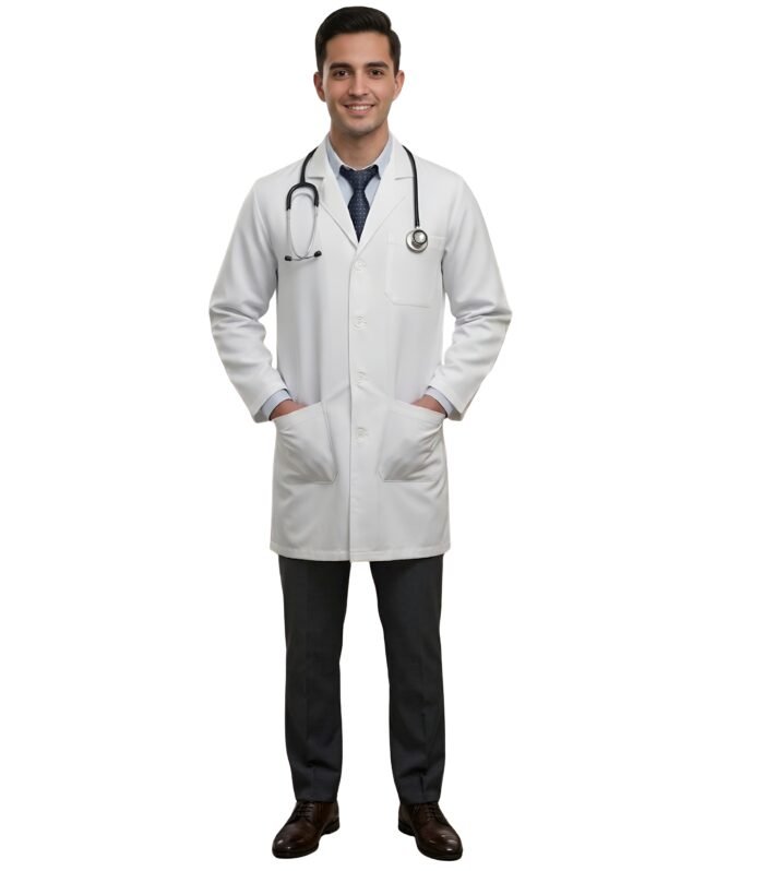 Men's Long Coat With Full Sleeves White Stripe