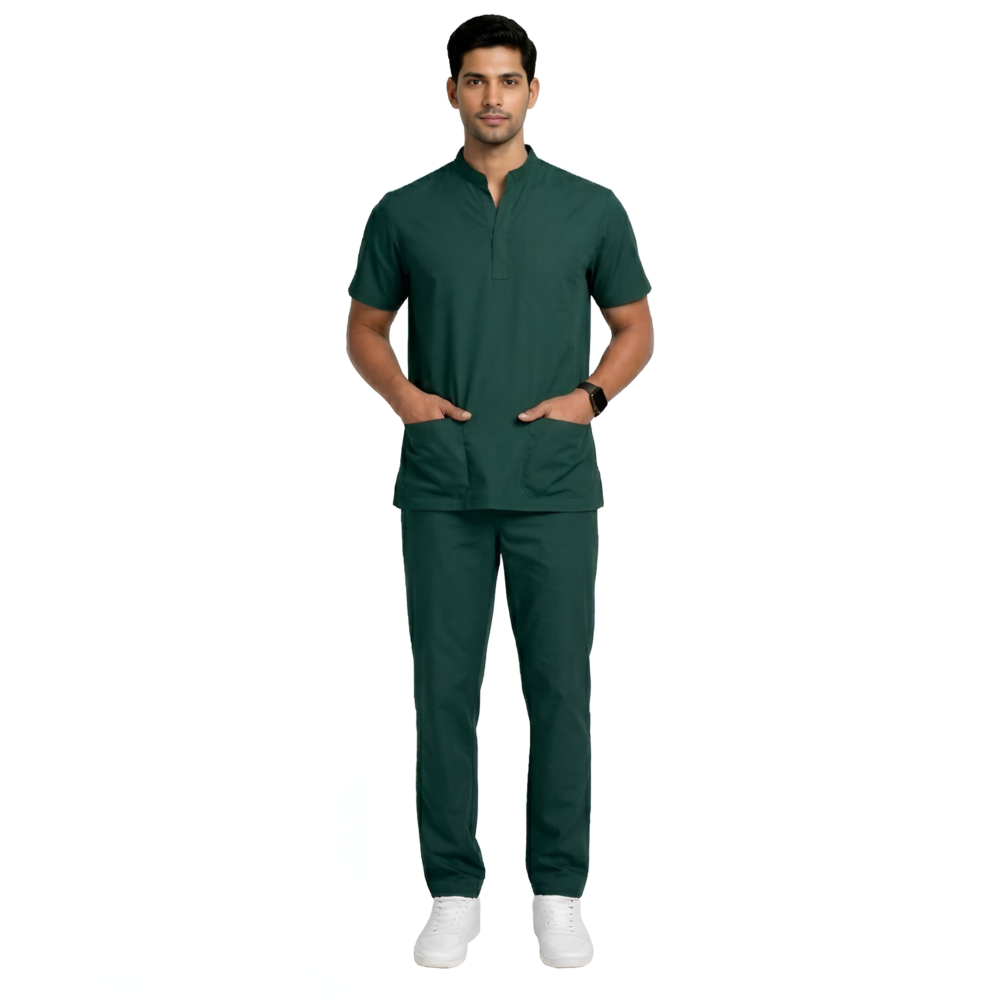 Green Mandarin Collar Scrubs for Men | Medex Wear