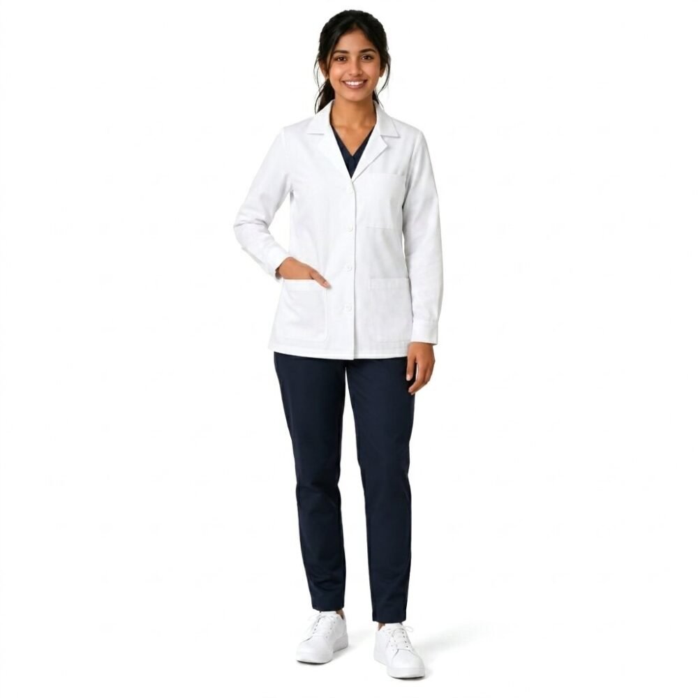 Women's Short Lab Coat - White Stripe | Medex Wear