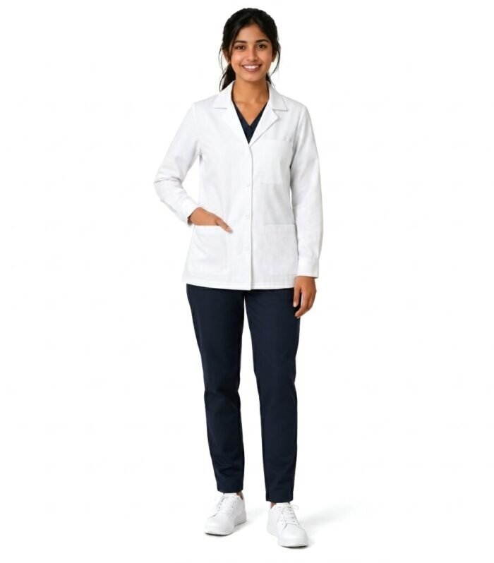 All Day Short Lab Coat For Women Full Sleeves Apron