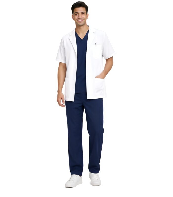 All Day Comfort Men's Half Sleeve Apron Lab Coat